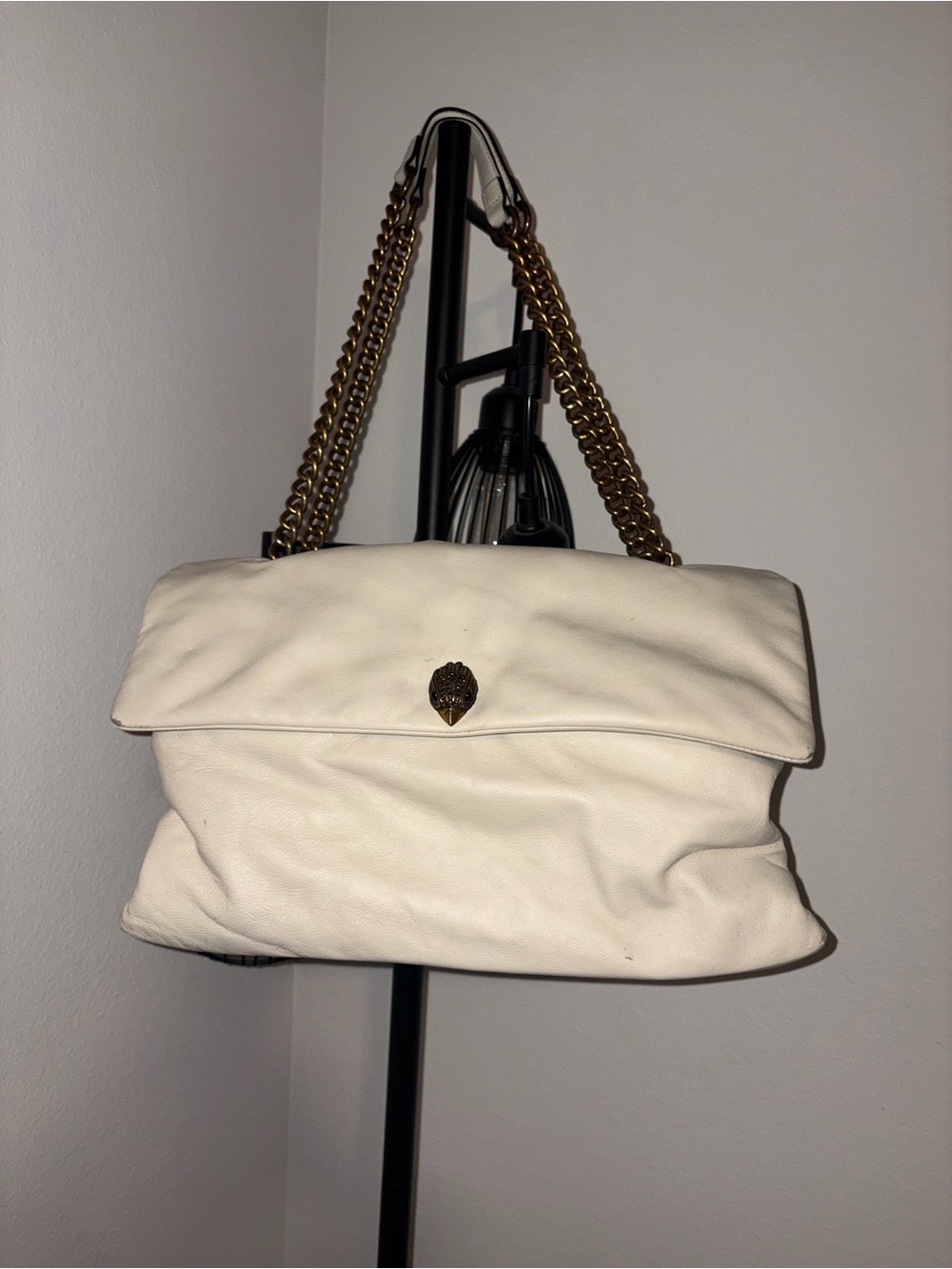 Kurt Geiger London Kensington Ivory Leather Chain Shoulder Bag
